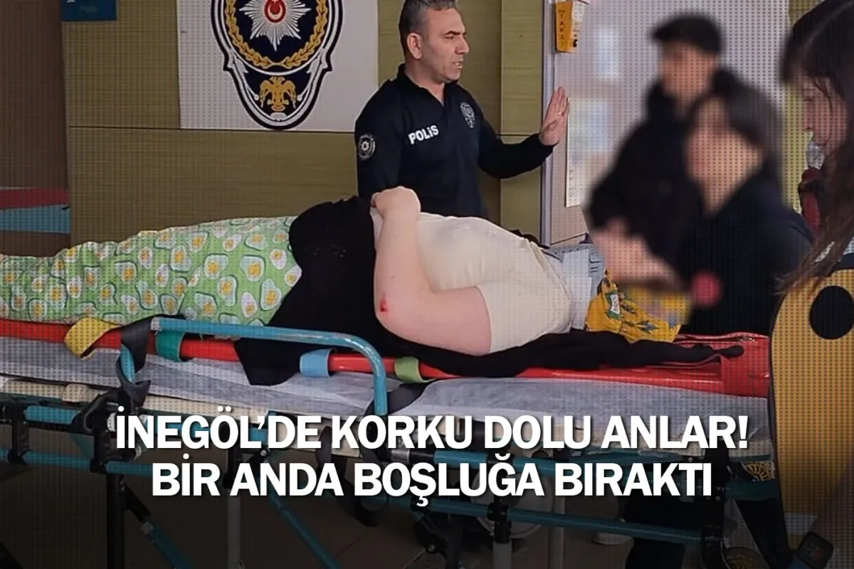 İnegöl'de korku dolu anlar! Bir anda boşluğa bıraktı