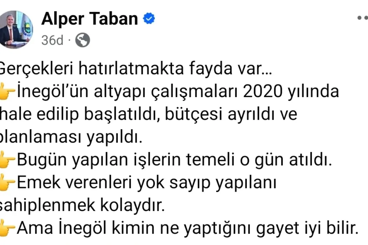 Başkan Taban: İnegöl kimin ne yaptığını gayet iyi bilir