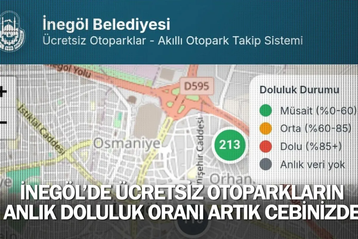 İnegöl’de Ücretsiz Otoparkların Anlık Doluluk Oranı Artık Cebinizde