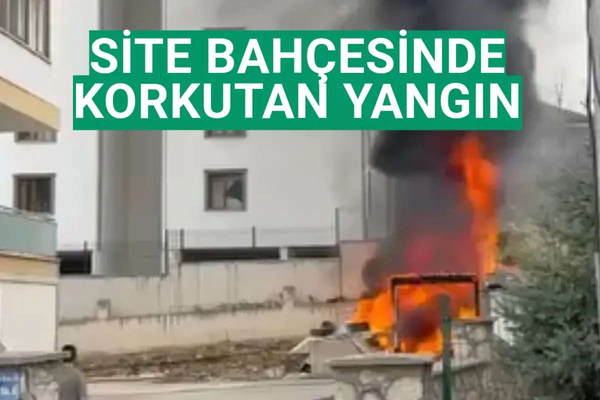 Site bahçesinde korkutan yangın