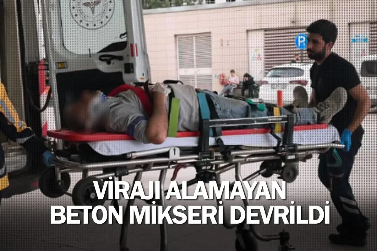 Virajı Alamayan Beton Mikseri Devrildi