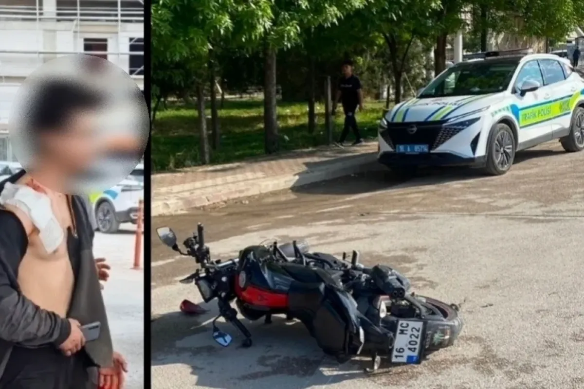 İnegöl'de otomobil ile motosiklet kafa kafaya çarpıştı Yaralılar var...