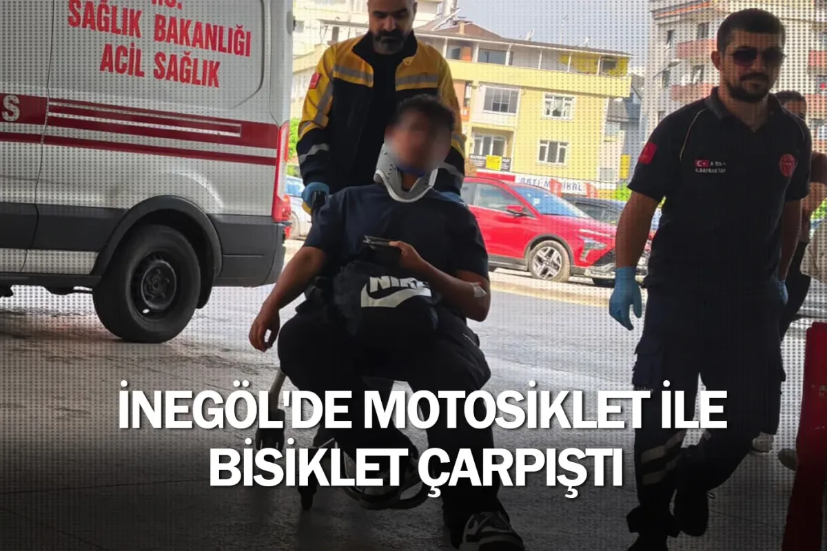 İnegöl'de motosiklet ile bisiklet çarpıştı