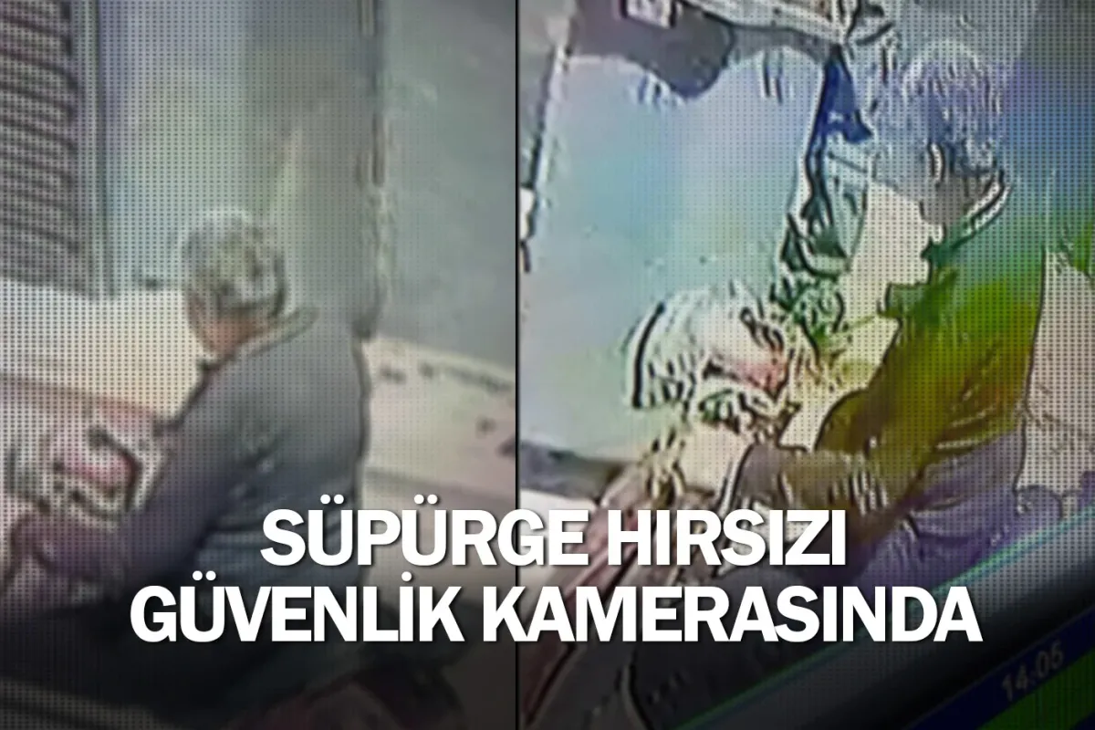 Süpürge hırsızı güvenlik kamerasında