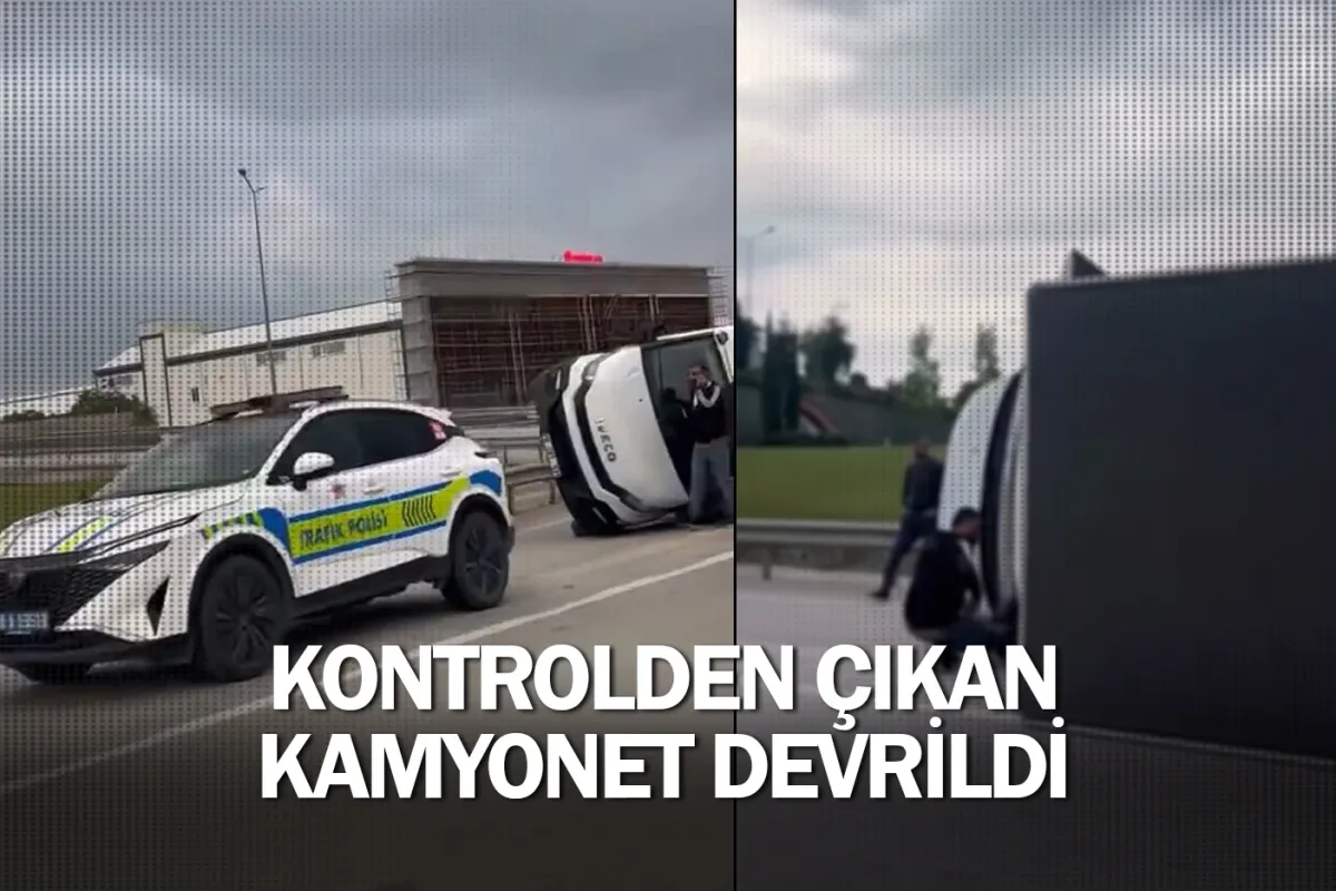 Kontrolden çıkan kamyonet devrildi