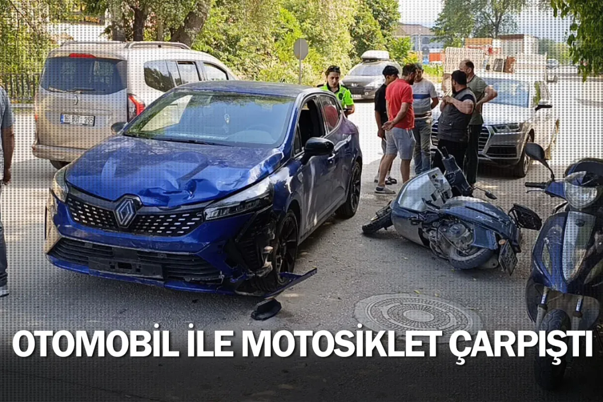 Otomobil ile motosiklet çarpıştı