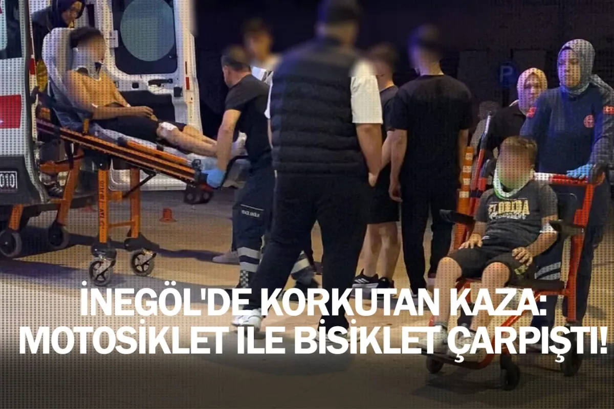 İnegöl'de korkutan kaza: Motosiklet ile bisiklet çarpıştı!