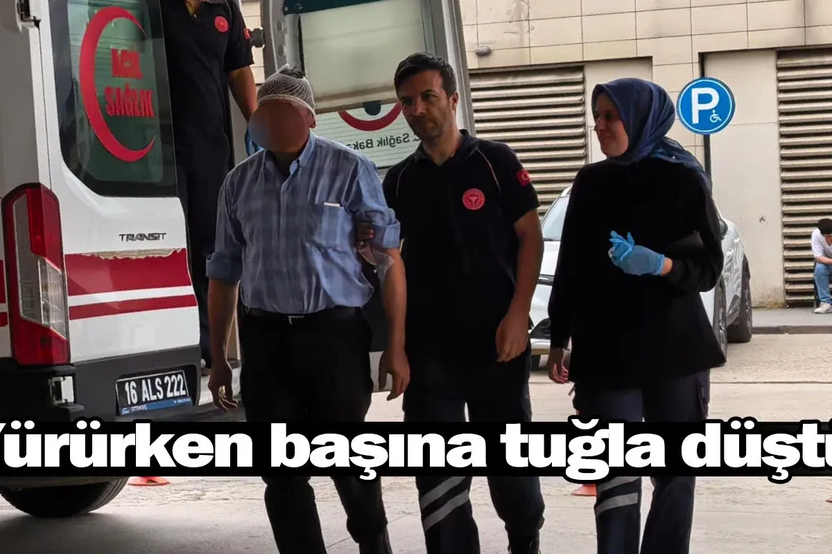 Yürürken başına tuğla düştü