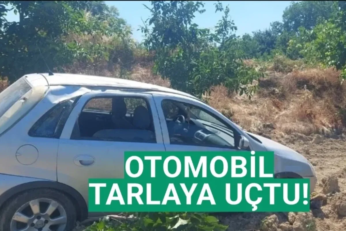 İnegöl'de otomobil tarlaya uçtu!