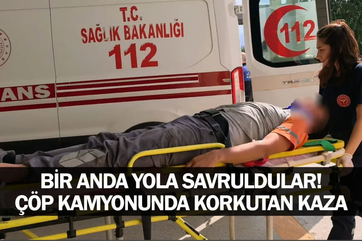 Bir Anda Yola Savruldular! Çöp Kamyonunda Korkutan Kaza