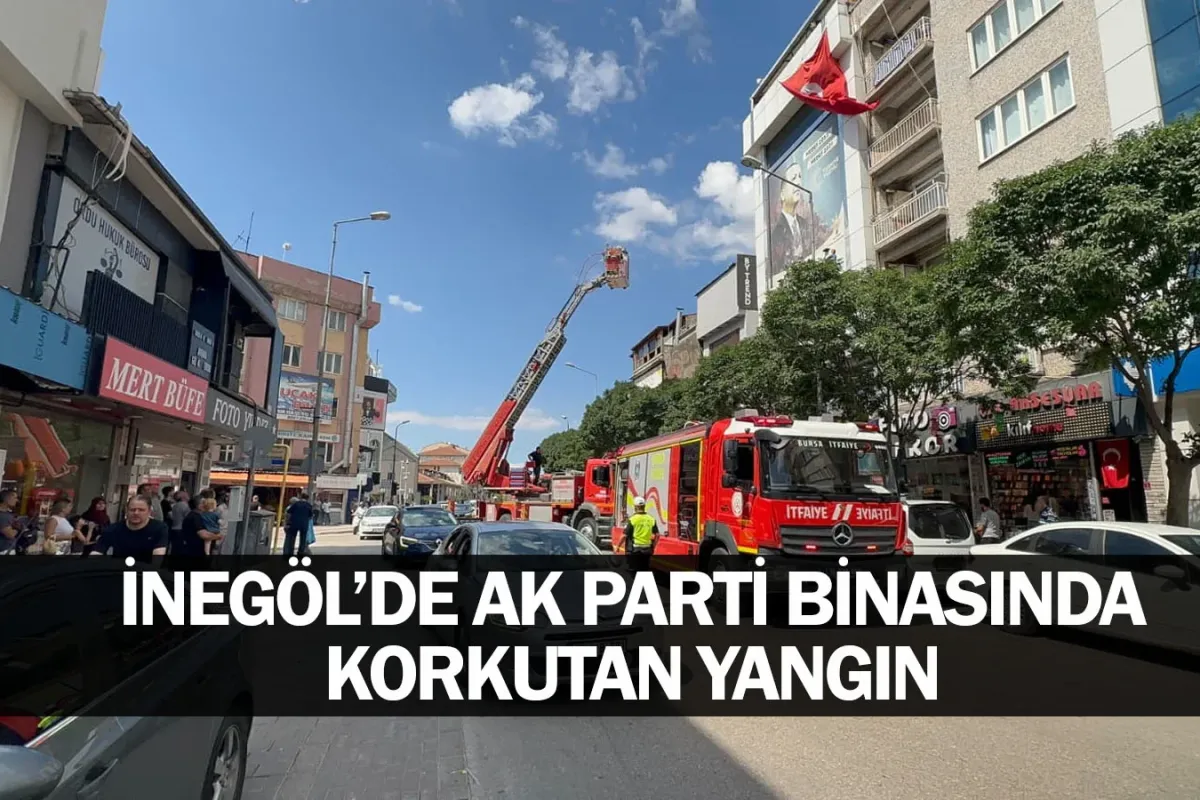 İnegöl'de AK Parti binasında korkutan yangın