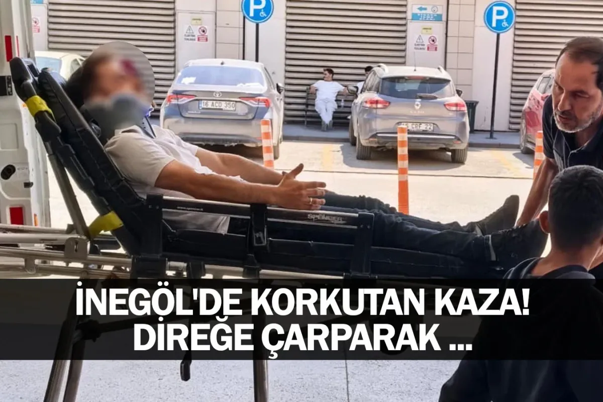 İnegöl'de korkutan kaza! Direğe çarparak ...