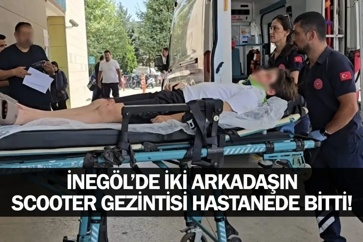 İnegöl'de iki arkadaşın scooter gezintisi hastanede bitti!
