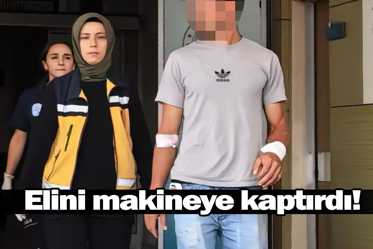 Elini makineye kaptırdı!