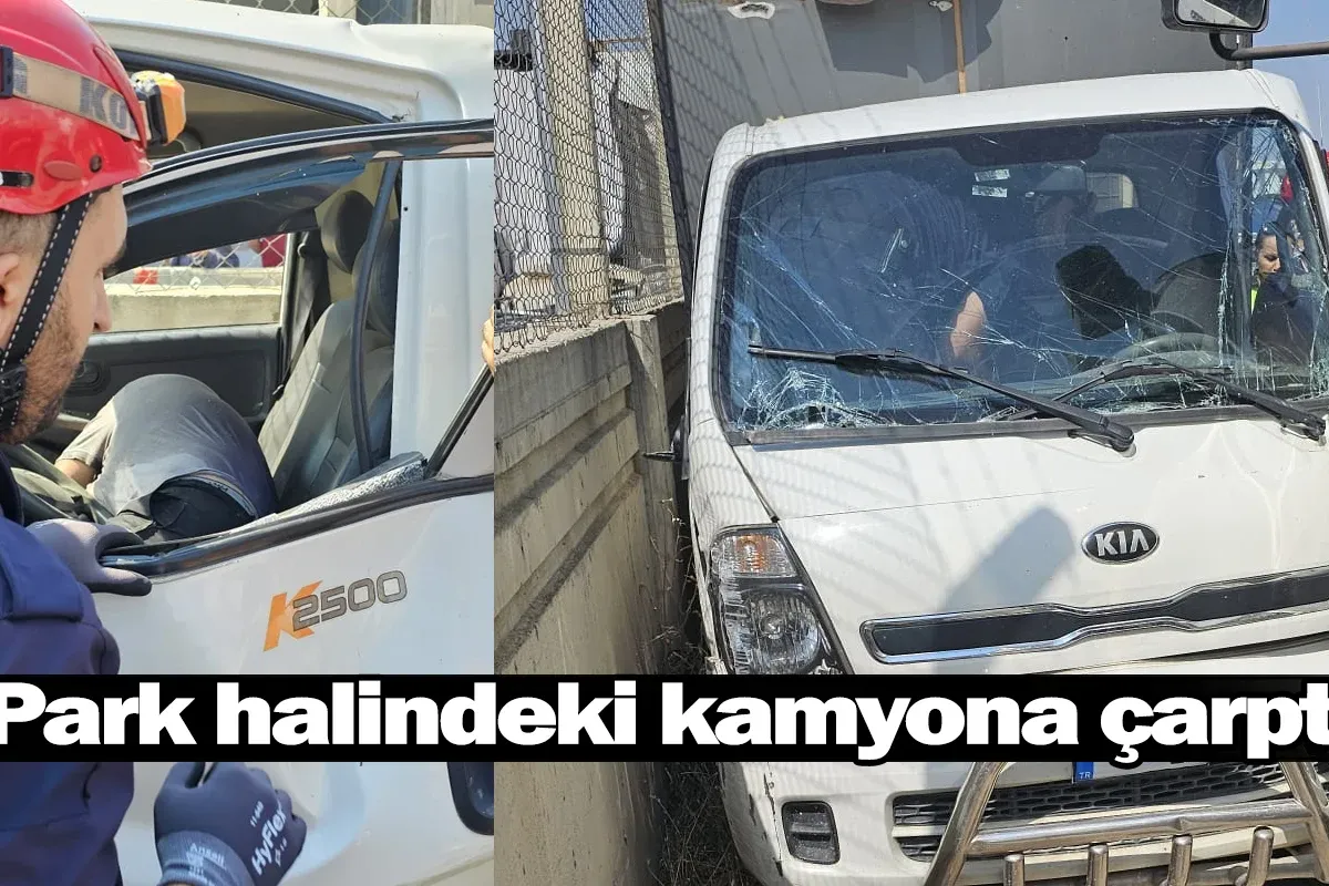 İnegöl'de park halindeki kamyona çarptı!