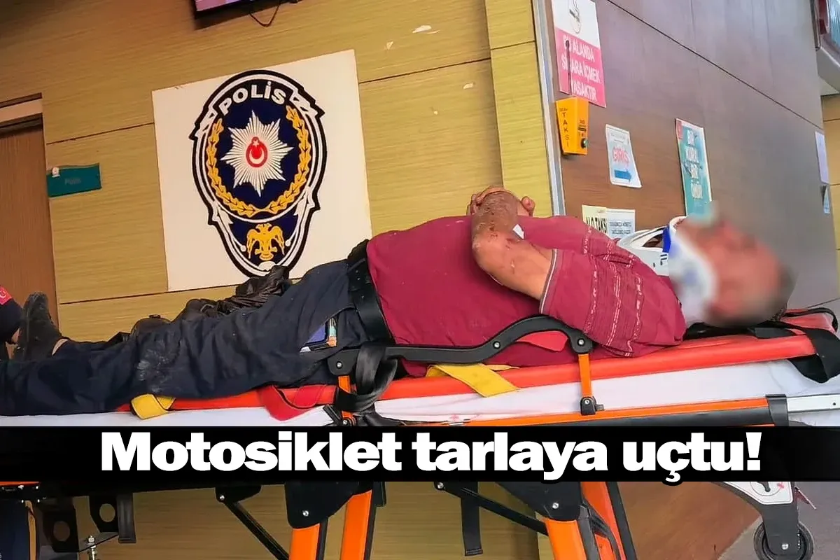 Motosiklet tarlaya uçtu!
