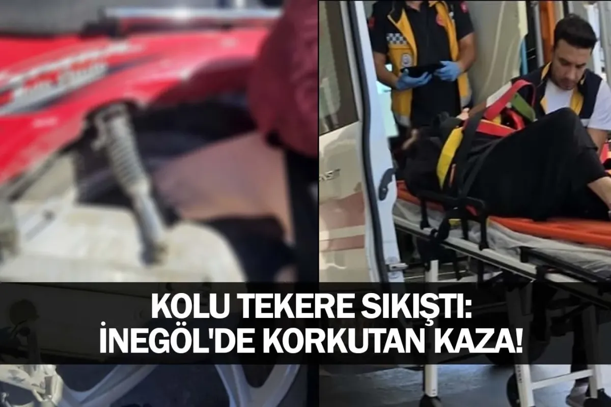 Kolu Tekere Sıkıştı: İnegöl'de Korkutan Kaza!