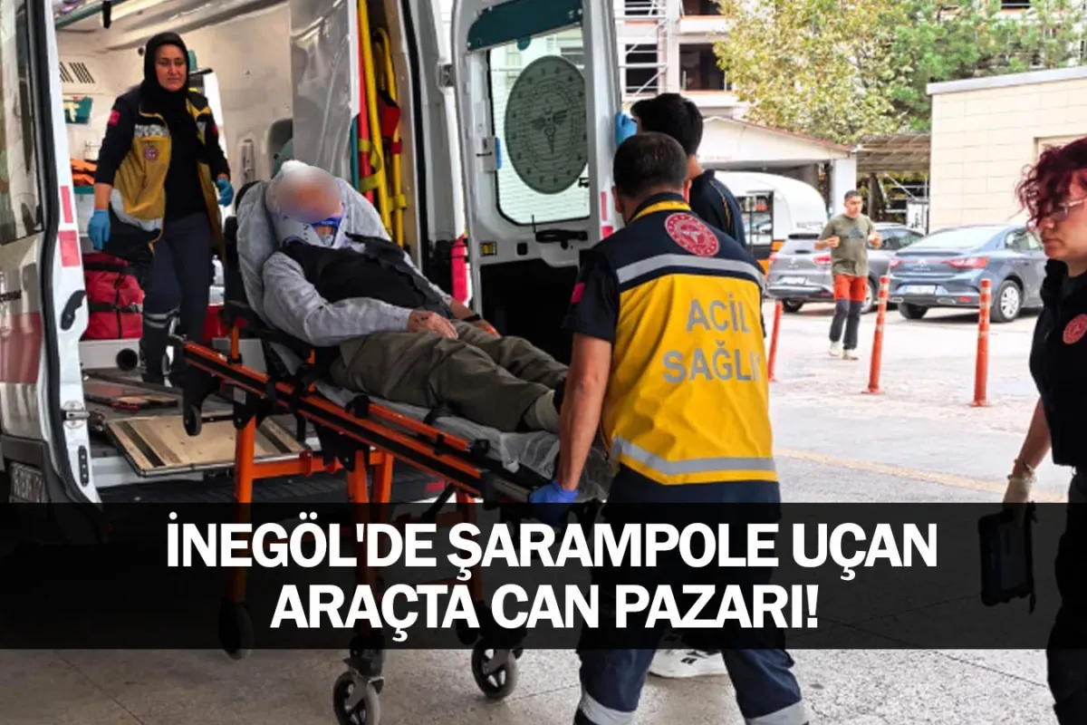 İnegöl'de şarampole uçan araçta can pazarı!