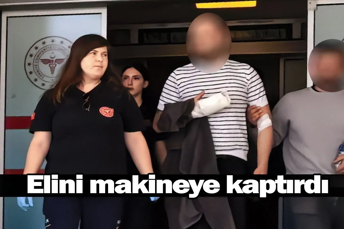 Elini makineye kaptırdı