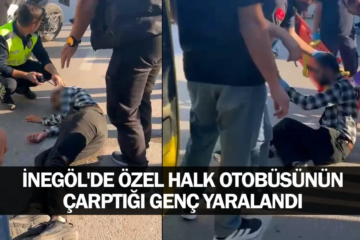 İnegöl'de özel halk otobüsünün çarptığı genç yaralandı