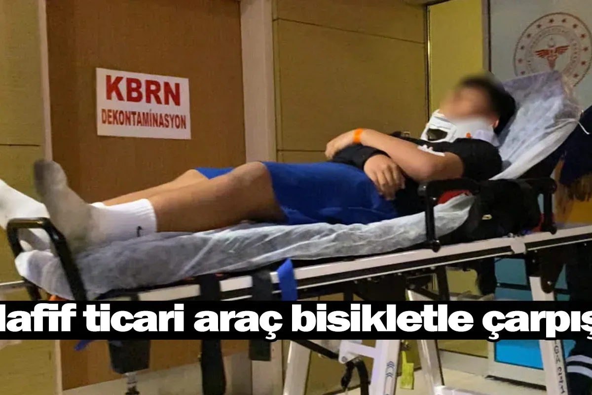 Hafif ticari araç bisikletle çarpıştı