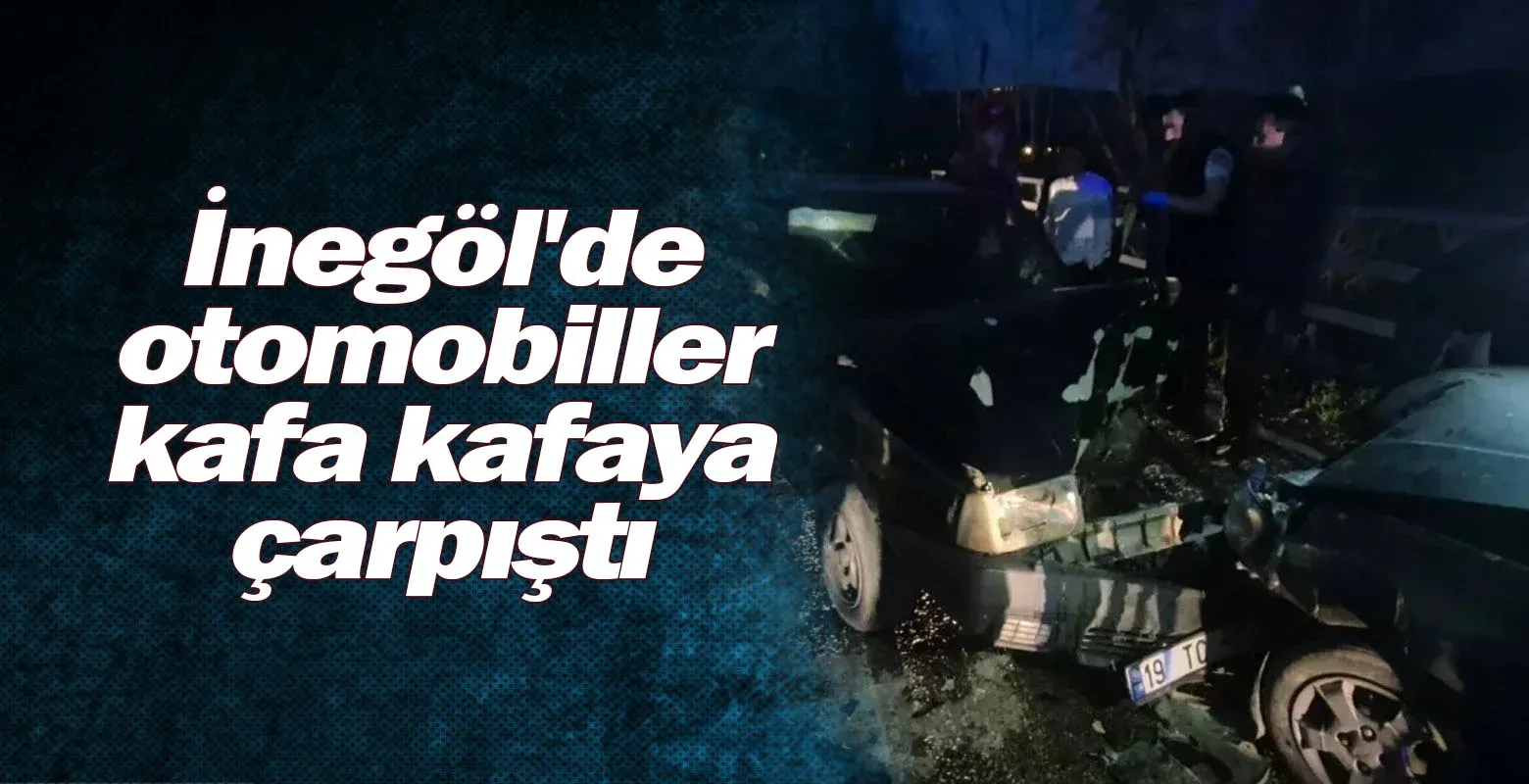 İnegöl'de otomobiller kafa kafaya çarpıştı