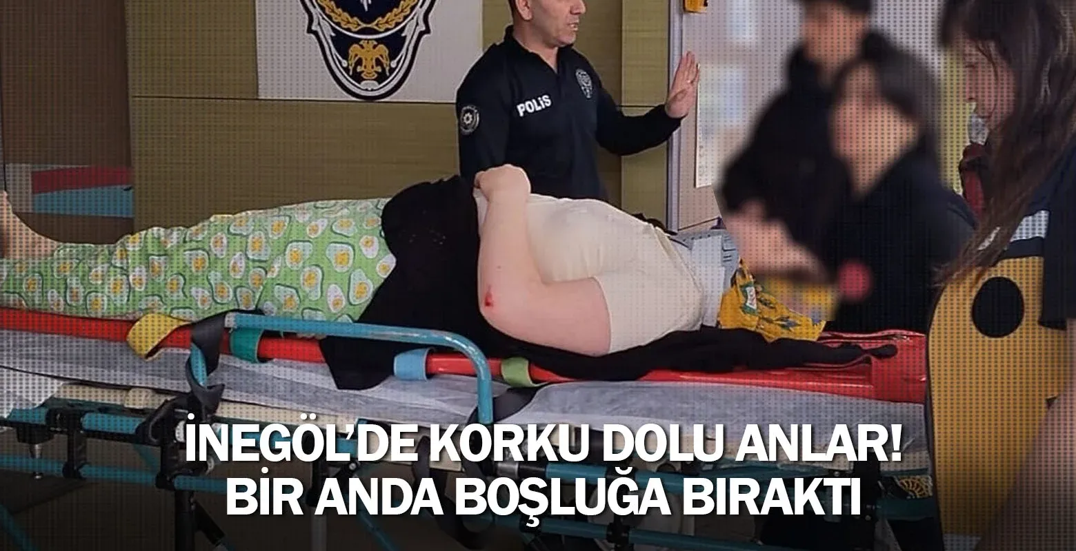 İnegöl'de korku dolu anlar! Bir anda boşluğa bıraktı