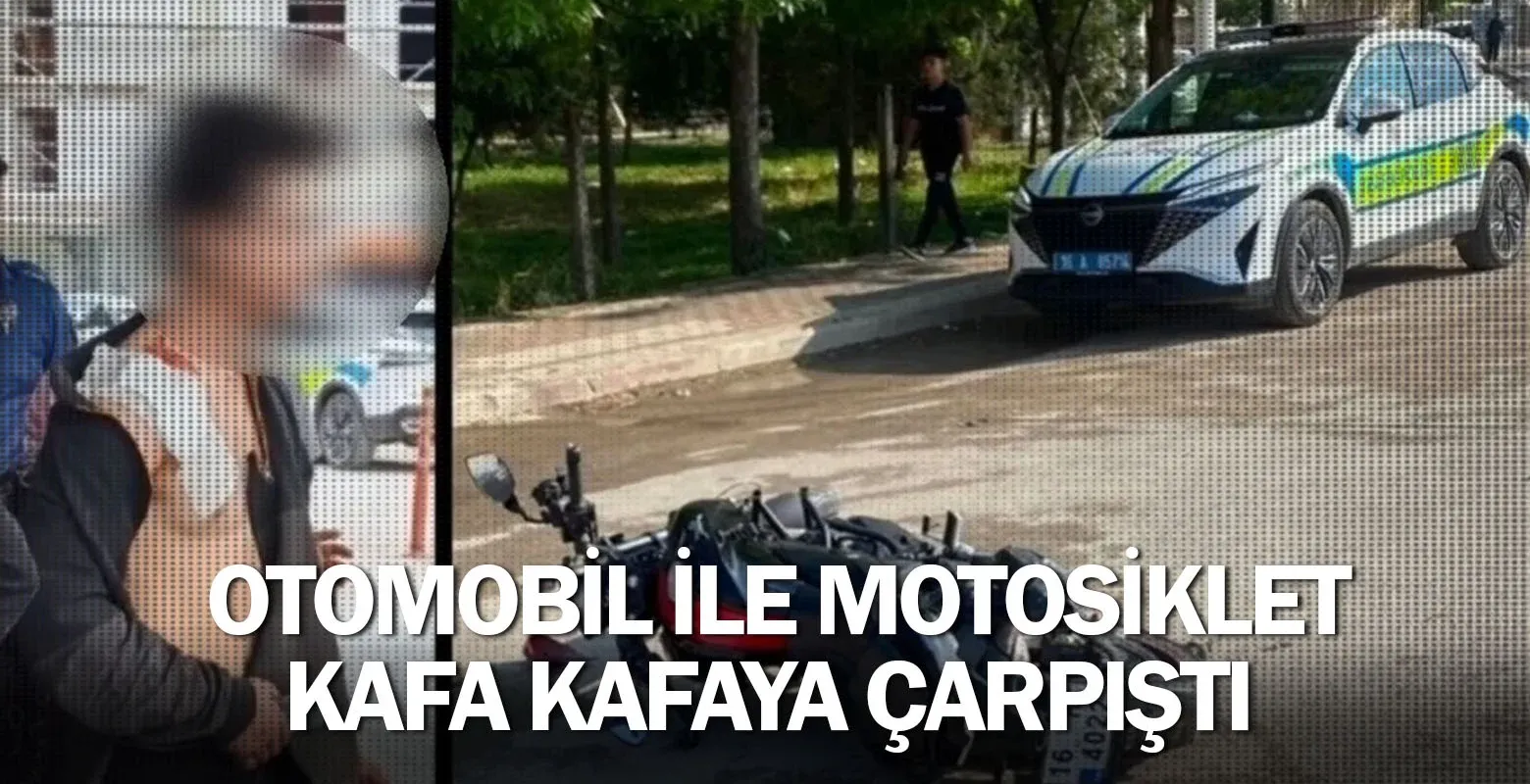 İnegöl'de otomobil ile motosiklet kafa kafaya çarpıştı Yaralılar var...