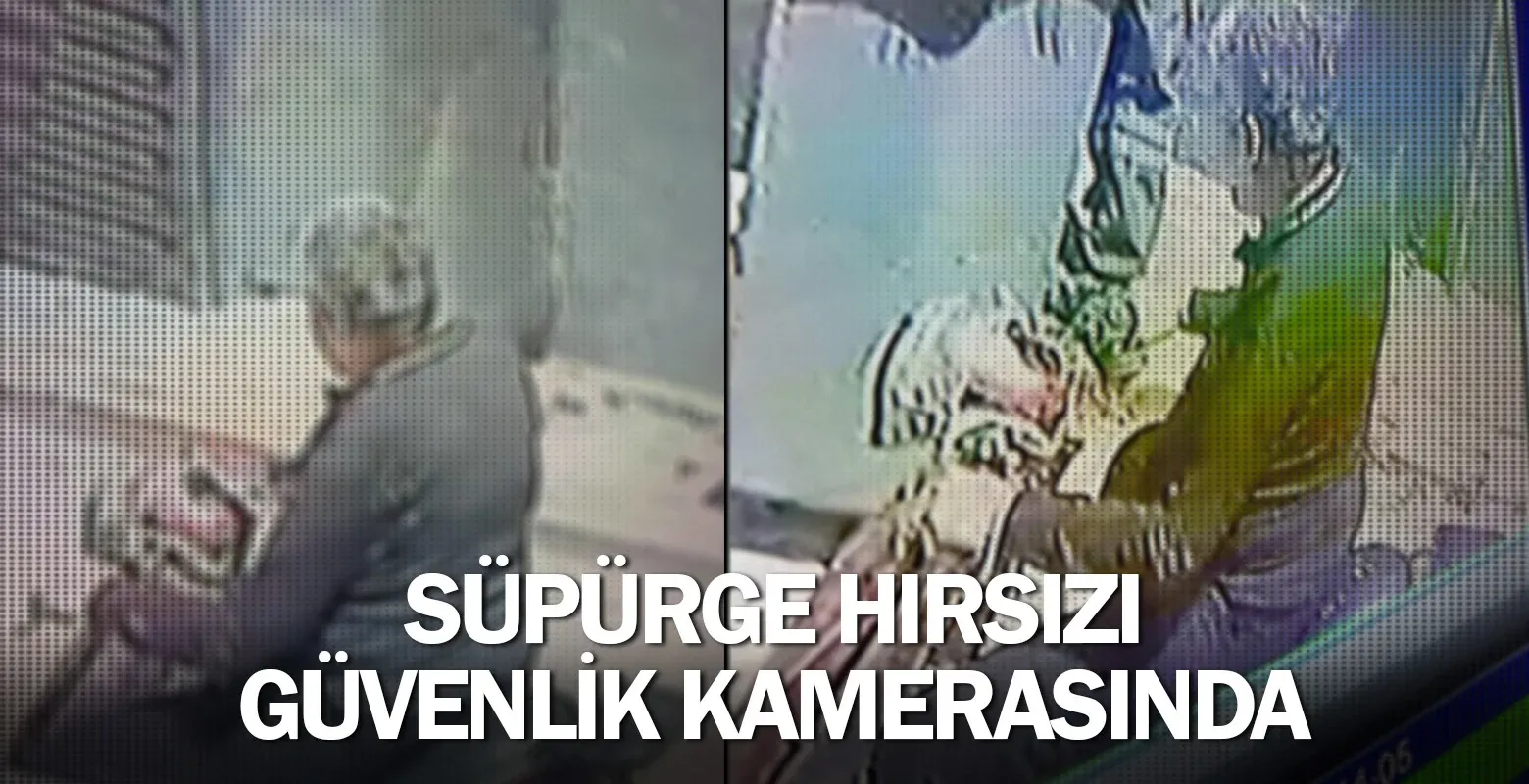 Süpürge hırsızı güvenlik kamerasında