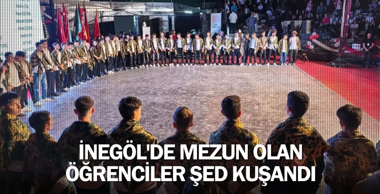İnegöl'de mezun olan öğrenciler şed kuşandı