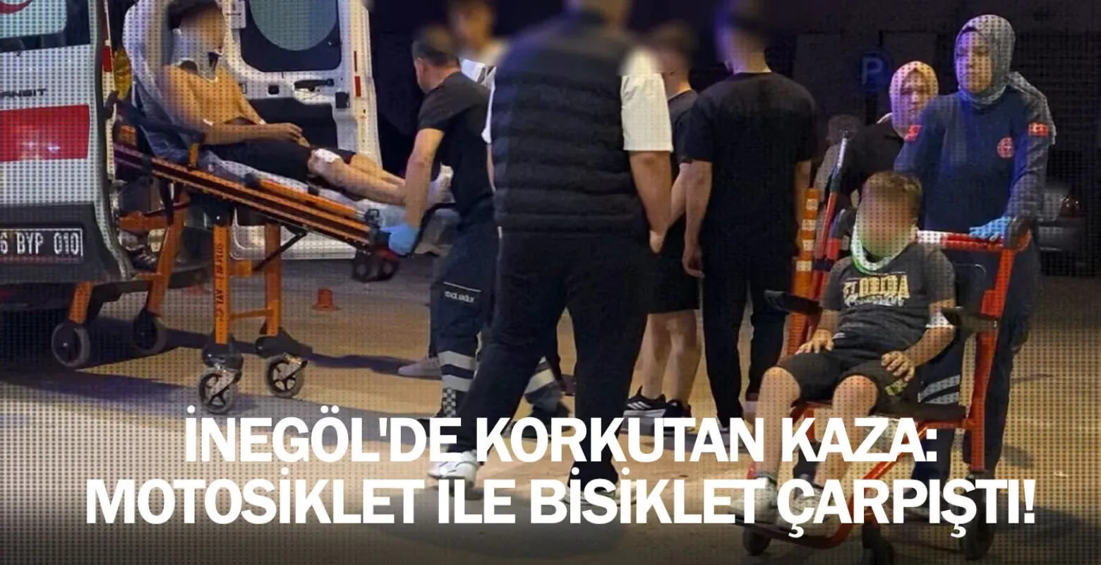 İnegöl'de korkutan kaza: Motosiklet ile bisiklet çarpıştı!