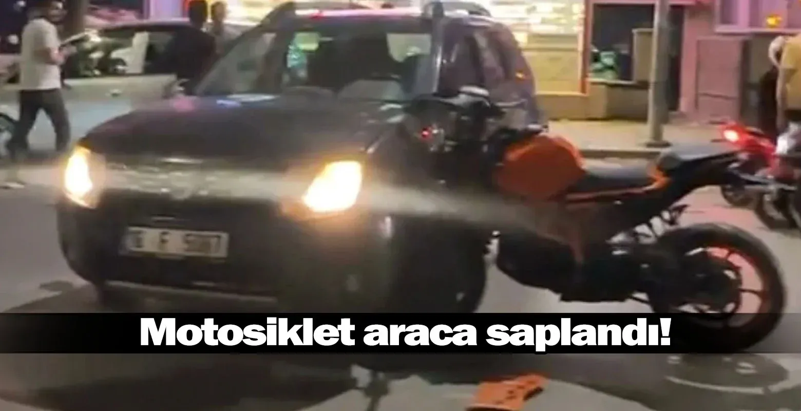 İnegöl'de motosiklet araca saplandı!