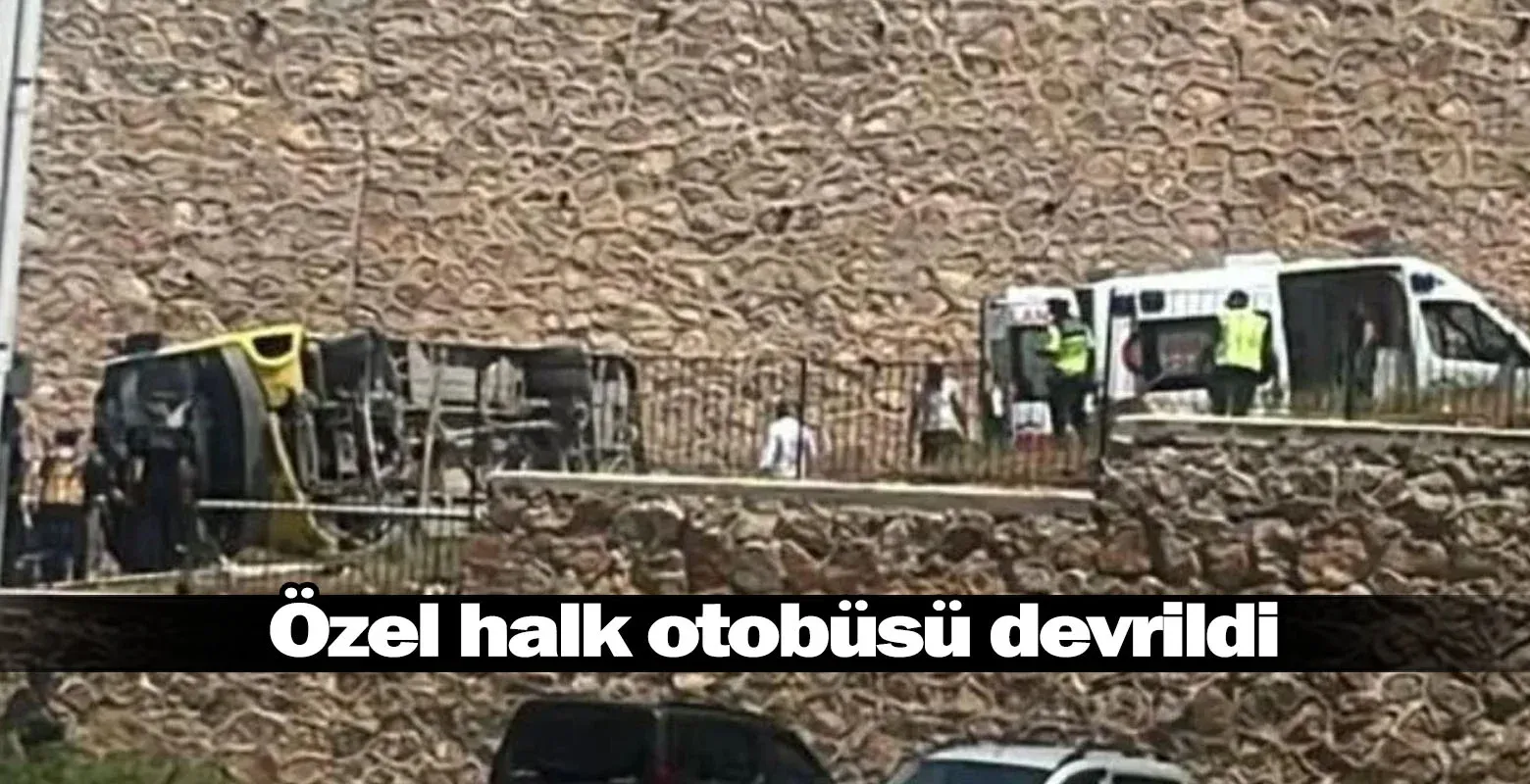 Özel halk otobüsü devrildi