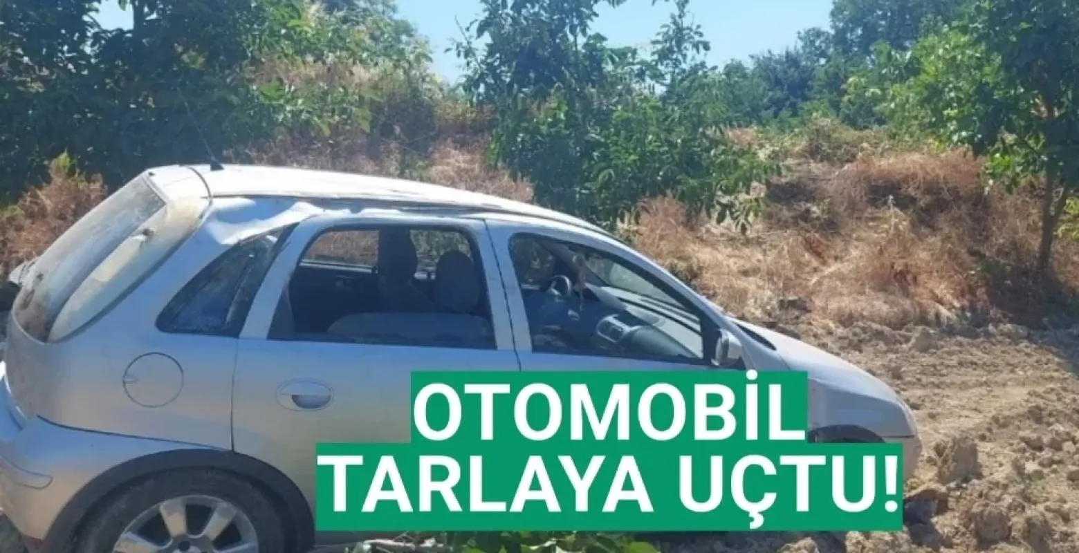İnegöl'de otomobil tarlaya uçtu!