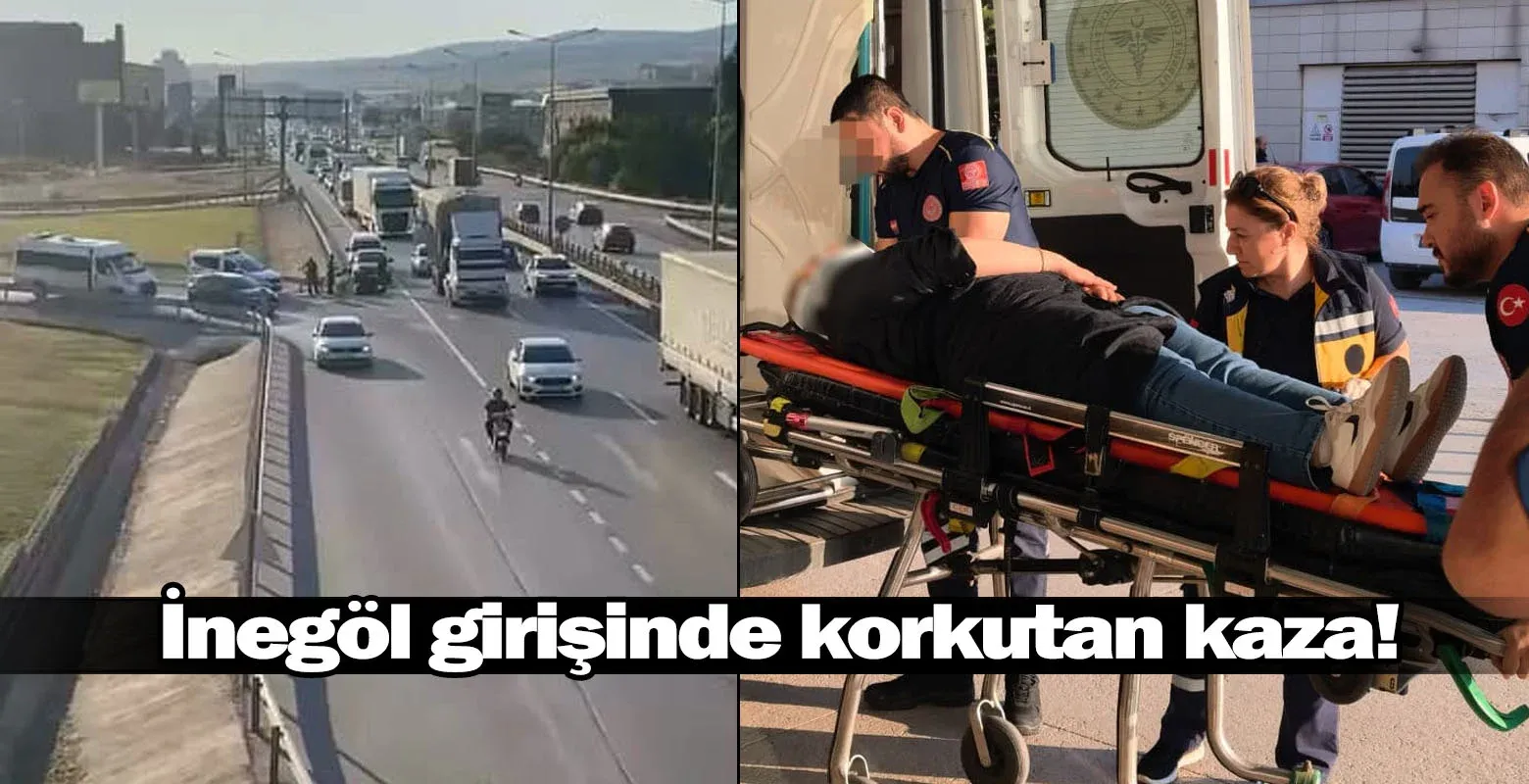 İnegöl girişinde korkutan kaza!