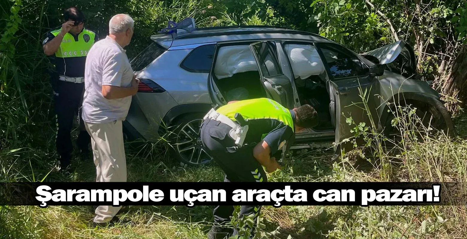 İnegöl'de şarampole uçan araçta can pazarı
