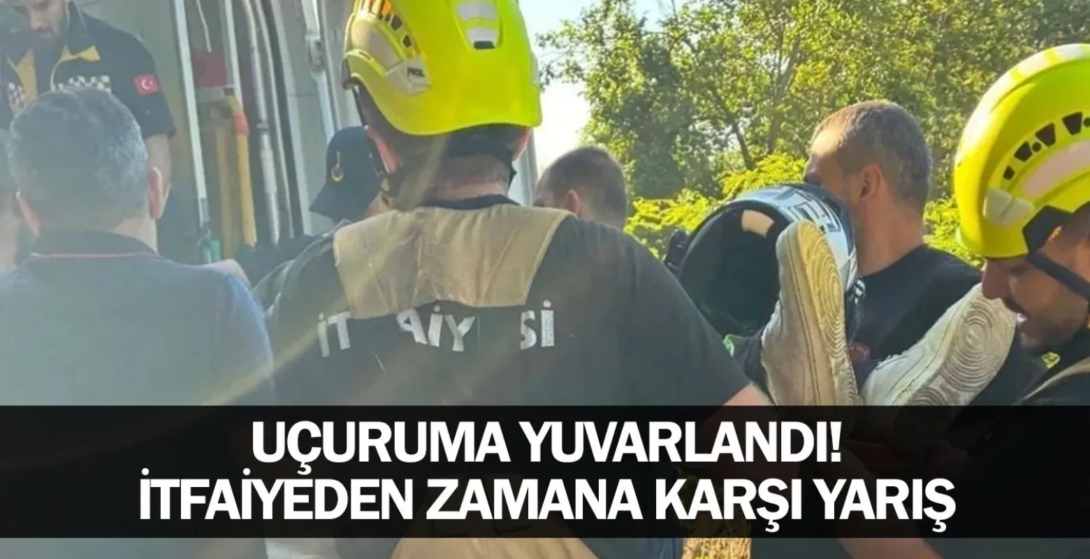 Uçuruma yuvarlandı! İtfaiyeden zamana karşı yarış