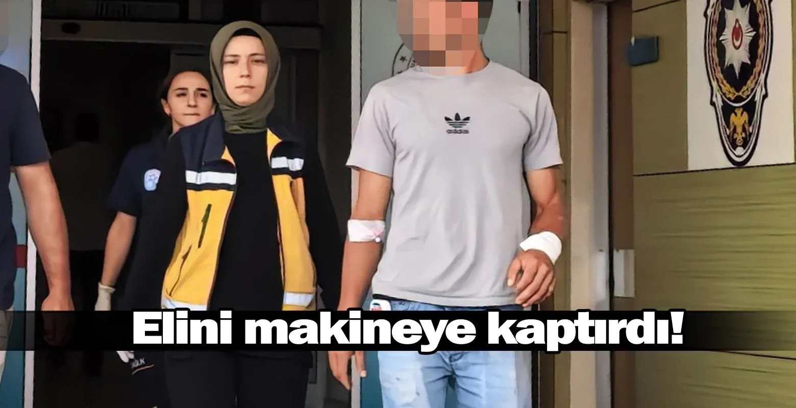 Elini makineye kaptırdı!