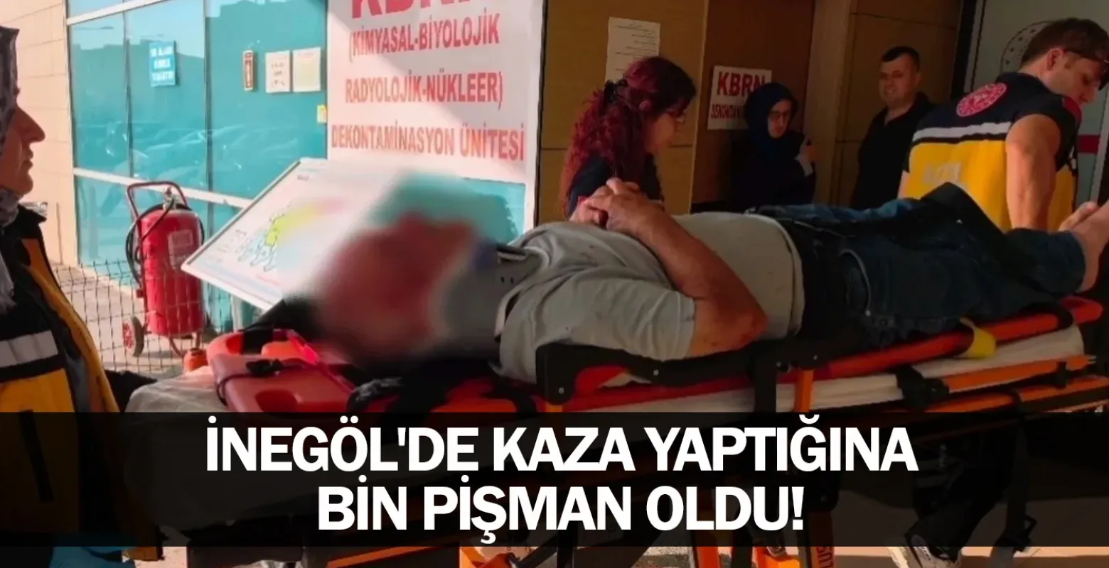 İnegöl'de kaza yaptığına bin pişman oldu!