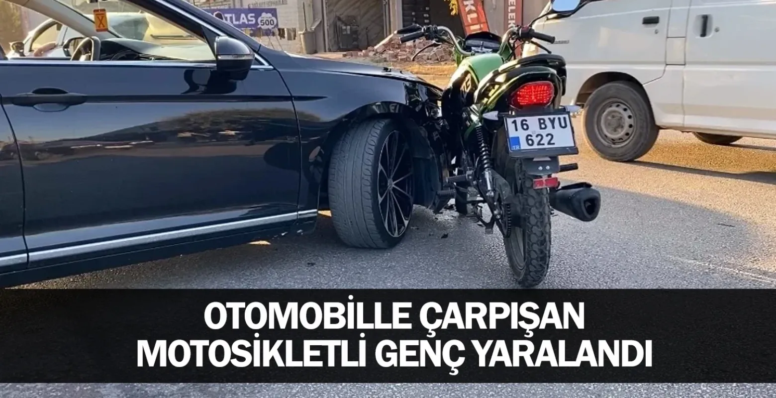 Otomobille Çarpışan Motosikletli Genç Hastaneye Kaldırıldı