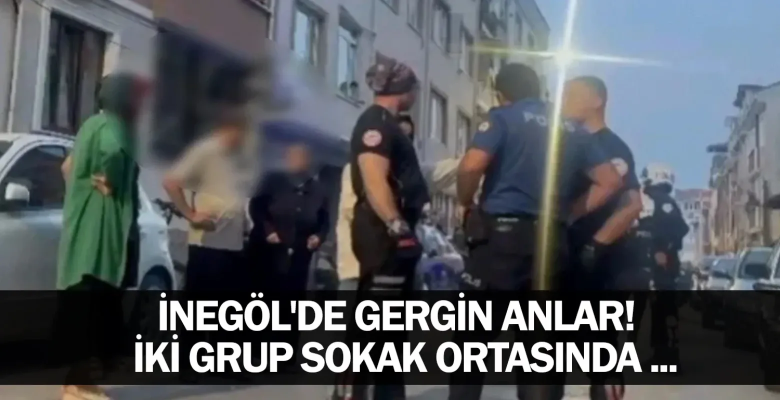 İnegöl'de gergin anlar! İki grup sokak ortasında ...