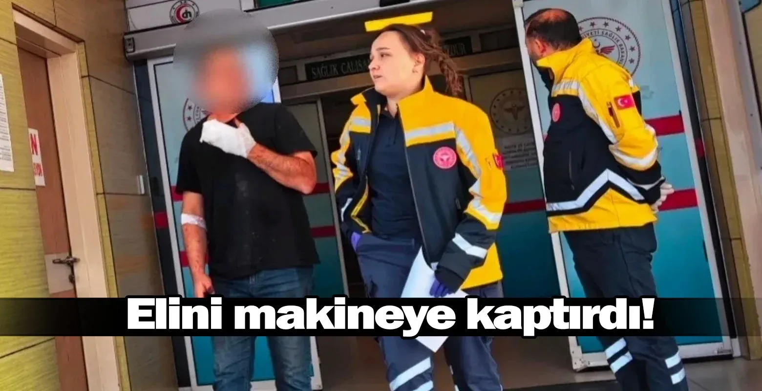 Elini makineye kaptırdı!