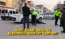 Hafif ticari araç ile elektrikli bisiklet çarpıştı