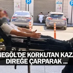 İnegöl'de korkutan kaza! Direğe çarparak ...