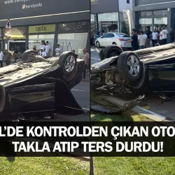 Kontrolden çıkan otomobil takla atıp ters durdu!
