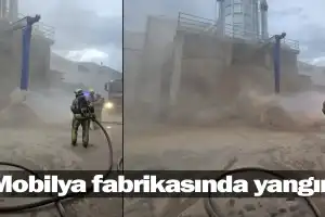 İnegöl'de mobilya fabrikasında yangın