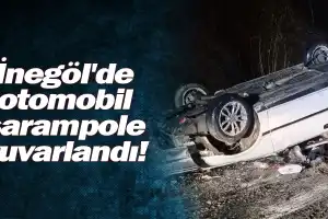 İnegöl'de otomobil şarampole yuvarlandı!