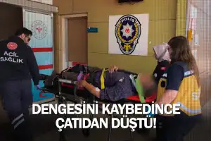 İnegöl'de dengesini kaybedince çatıdan düştü!