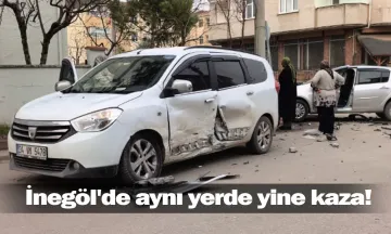 İnegöl'de aynı yerde yine kaza!