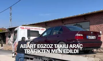 Abart egzoz takılı araç trafikten men edildi